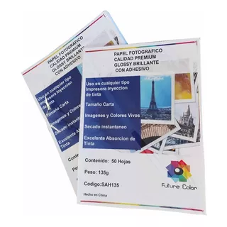 Papel Fotografico  Adhesivo Carta 135g Glossy 250 Hojas