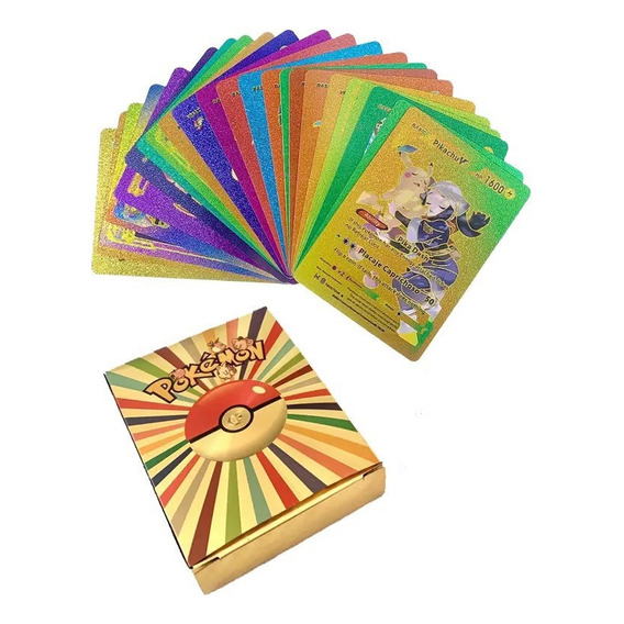 X54 Cartas Pokemon Metalizadas Coleccionables, En Español 