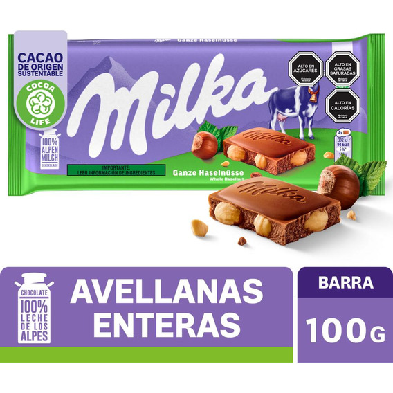 Chocolate Milka® Relleno Con Avellanas Enteras 100g