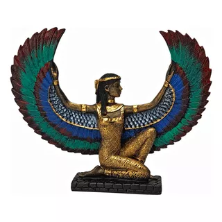Isis Egípcia Fênix Decoração Deusa Estátueta Imagem 17cm Cor Decorada