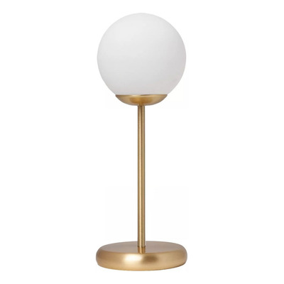 Lampara Velador Mesa Elyn Nick Dorado Globo Opal Apto E27