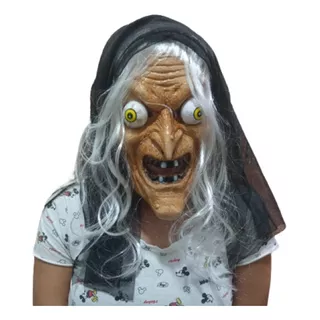 Máscara Bruxa Com Cabelo Halloween Fantasia Bruxa