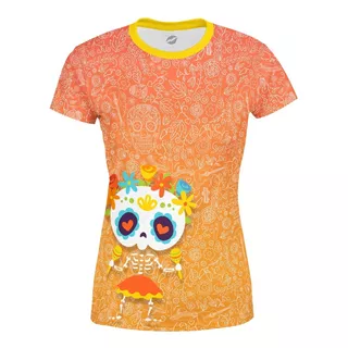 Playera Sublimada Día De Muertos Calavera Esqueleto Maracas 