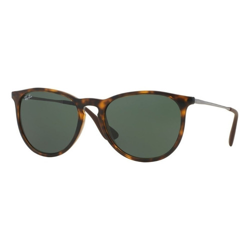 Gafas de sol Ray-Ban Erika Classic Standard con marco de nailon color polished tortoise, lente green de policarbonato clásica, varilla gunmetal de metal - RB4171