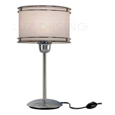 Lampara Velador De Mesa Cromo Pantalla Color Apto Led Rojo