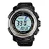 Reloj Casio Pro Trek Prg-200-1d Triple Sensor Tough Solar Color de la correa Negro Color del bisel Plateado Color del fondo Gris
