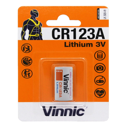 Pila Litio Cr123a Vinnic Lithium 3v Cr123 Blister X 1 Unidad