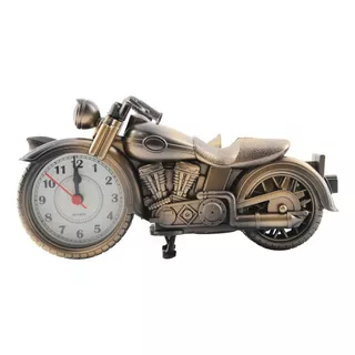 Relógio De Mesa Porta Canetas Cofre Moto Custom Old School Cor Bronze