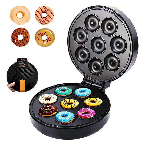 Maquina Mini 8 Donas Asadas, Ideal Para Repostería Color Negro