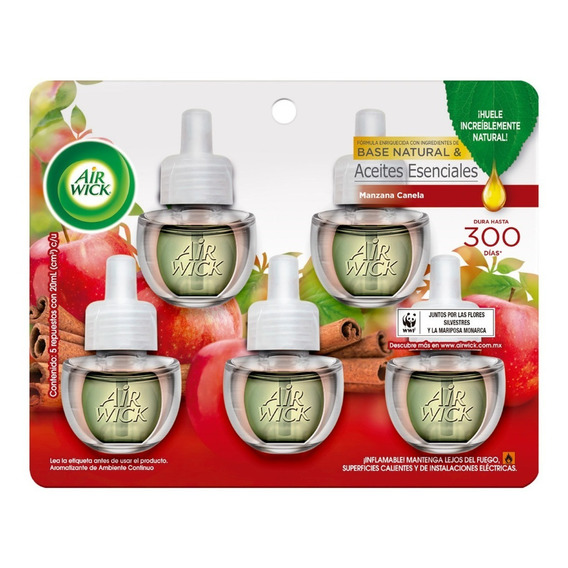 Repuesto para Aromatizante Air Wick Aroma Manzana Canela 5 Repuestos de 20ml