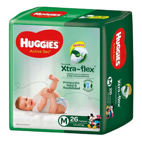 Pañales Huggies Active Sec  M