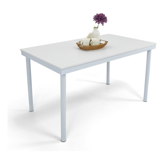 Mesa Para Comedor 4 Puestos Loft Tapa Blanco