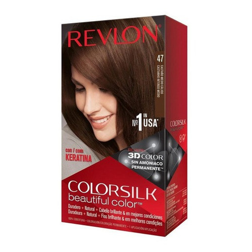 Kit Tintura Revlon  Colorsilk beautiful color™ tono 47 castaño medio cálido para cabello
