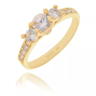 Anillo De Promesa Cielo En Oro 14 Kilates C.blanca Mouty