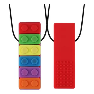 Collar De Silicona Para La Dentición Sensorial Con Bloques De Autismo, Tdah/tea+nf, Color Rojo