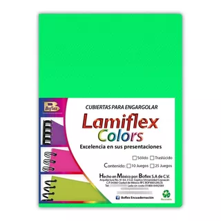 Lami Flex Pastas Plásticas Para Engargolar Color Verde Traslucido