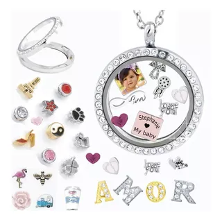 Relicarios Lockets 6 Charms + 2 Dijes Con Foto Personalizada