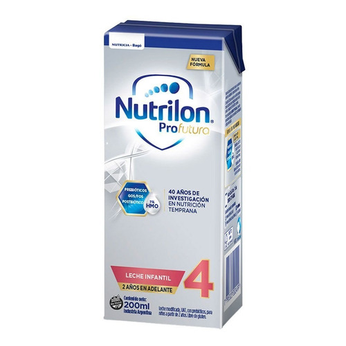 Leche de fórmula líquida sin TACC Nutricia Bagó Nutrilon Profutura 4 en brick x 30 unidades de 200mL - 2  a 3 años