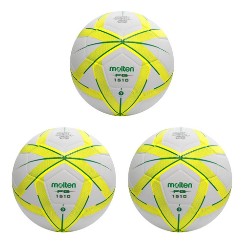Balon Forza 1510 Molten 3 Piezas Mayoreo Futbol Laminado Color Blanco/amarillo/verde