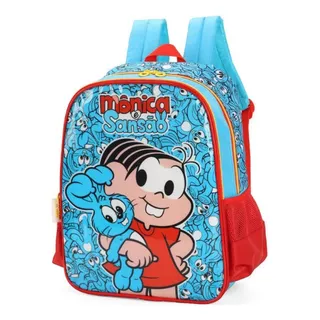 Mochila De Costas Turma Da Mônica Azul Un Luxcel 43x32x15cm