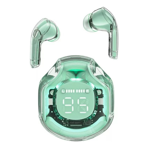 Audífonos Inalámbricos Free Breath Z6 Cristal Led Ipx4 Táctil Color Verde