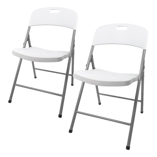 2 Sillas De Comedor Plegables T-go Interior Exterior Blanca Color de la estructura de la silla Gris Color del asiento Blanco Diseño de la tela Plegable Ecosteel 14 CH7