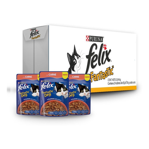 Purina Felix Fantastic Deli Alimento Húmedo Carne Pack X24  