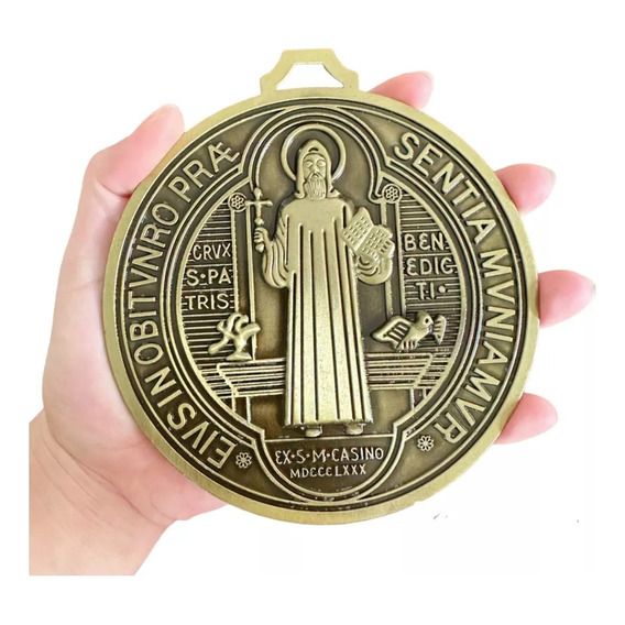Medalla Sacramental San Benito Grande Para Pared Protección