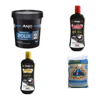 Kit Polimento Anjo Massa Polir+polidor + Auto Brilho +estopa