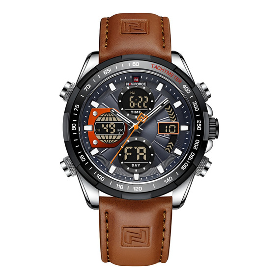 Reloj Naviforce Para Hombre Regalo Unico Hora Dual Luz-alarm