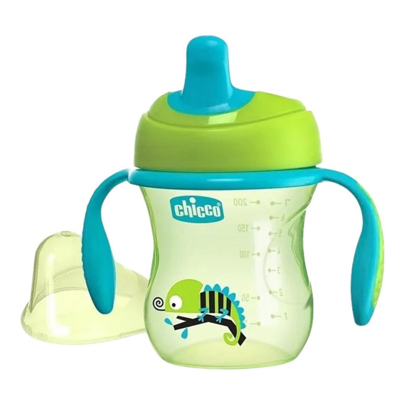 Vaso para bebés con aza antiderrame Chicco Training Cup con sorbete color light blue de 200mL