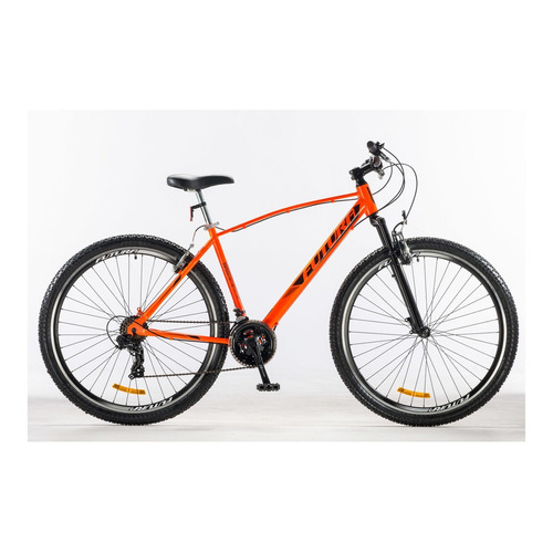 Mountain bike Futura Lynce R29 frenos v-brakes cambios Shimano color naranja neón con pie de apoyo  