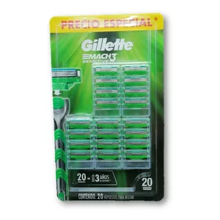 Gillette Mach3 Sensitive 20 Repuestos Para Afeitar