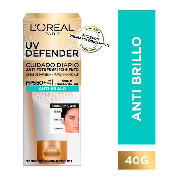 Crema Uv Defender L'oreal Paris Toque Seco Fps50+ 40gr