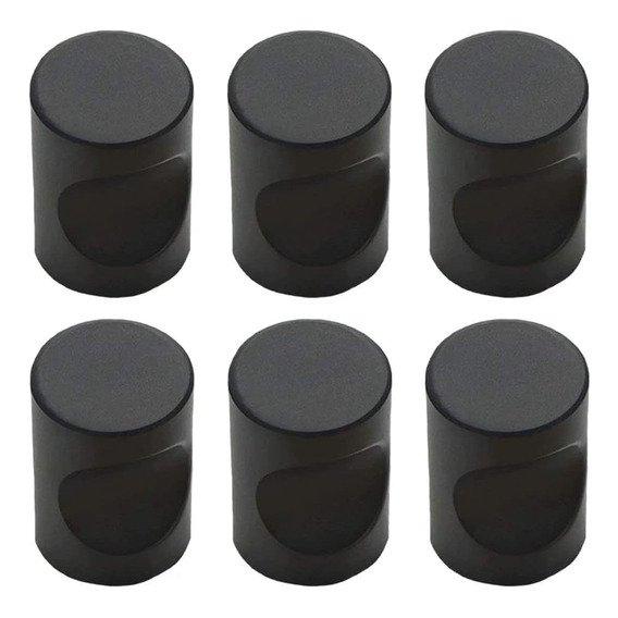 6 Piezas Pomo Perilla Tirador De Cajón Negro 20x25mm