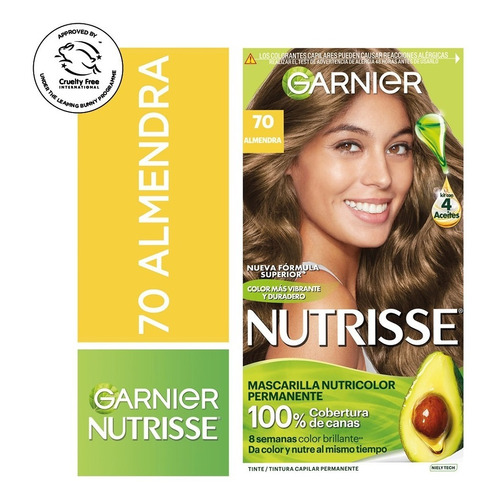 Tintura Garnier Nutrisse Tono 70 Almendra Capilar Permanente