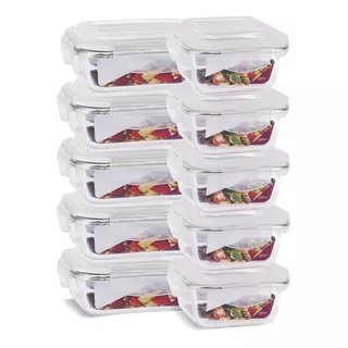 10 Potes Herméticos Tamanhos Variados Pequeno 370ml E 320ml