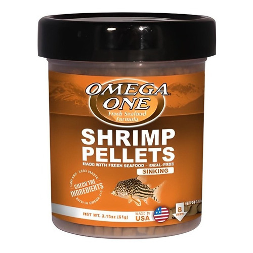 Omega One Shrimp Pellets 61g Alimento En Mini Barras 8mm A Base De Gambas Y Camarones Peces De Fondo