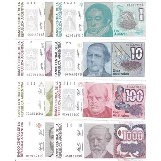 Serie De 8 Billetes Australes De 1 A 5000 Sin Circular