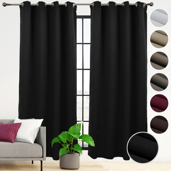 Cortina Blackout En 2 Paneles 280x220cm Premium Quality! Color Negro