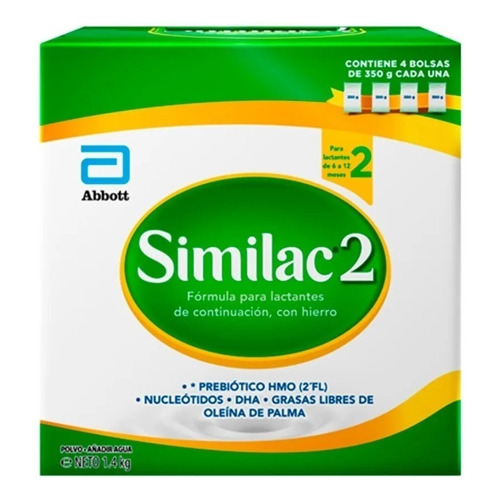 Similac 2 leche de fórmula en polvo abbott sabor neutro en caja de 1 de 1.4kg 6  a 12 meses