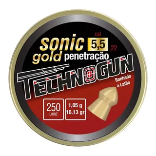 Chumbinho Technogun Sonic Gold Penetração 5,5mm 250 Unidades