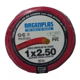 Cable Unipolar 2.5mm Argenplas Normalizado Color Rojo X100mt