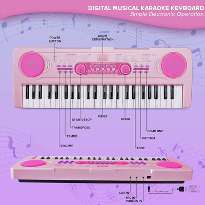 Teclado Eléctrico De 49 Teclas, Teclado Digital Portátil Par