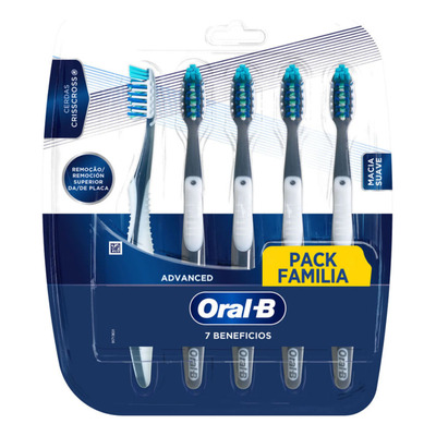 Kit 5 Escovas De Dentes Oral-b Cerdas Duras Pack Familia