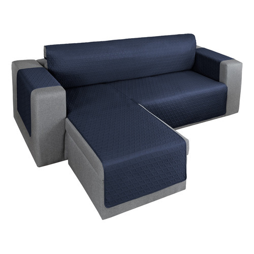 Funda Para Sofá En Forma De L Cubre Sillón Real Textil Azul marino Doble Vista Ajustable Opción Ideal Para Familias Con Niños O Mascotas