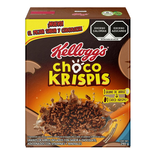 3 Pzs Kelloggs Cereal Sabor Chocolate Choco Krispis 290gr