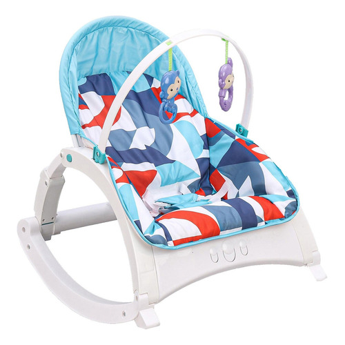 Bouncer Silla Mecedora Para Bebé Aeiou Hb53 Musical 2 En 1 Color Azul Claro Figuras