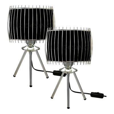 Pack X 2 Velador Tripode Cromo Apto Led Luz Desing Negro