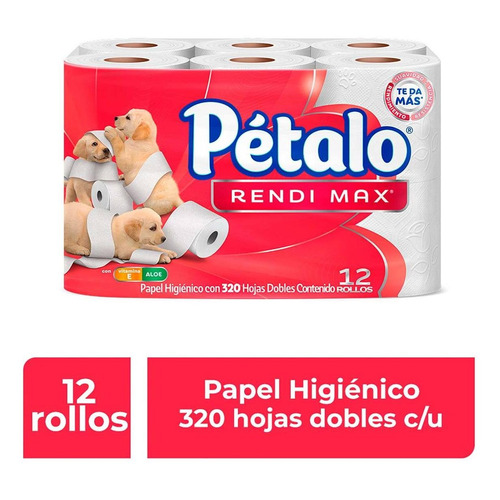 Papel Higiénico Pétalo Rendimax 12 Rollos De 320 Hojas